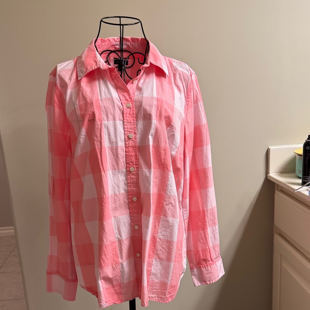 Talbots Pink and White Checkered Button Down Shirt